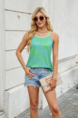 Contrast Striped Round Neck Cami - Trendsi - Flyclothing LLC