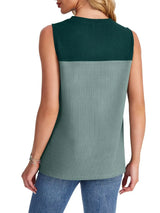 Color Block Round Neck Tank - Trendsi - Flyclothing LLC