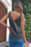 Solid V-Neck Wide Strap Tank - Trendsi - Flyclothing LLC