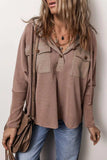 Pocketed Half Button Long Sleeve Hoodie - Trendsi - Flyclothing LLC