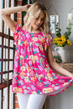 Heimish Full Size Floral Ruffle Sleeve Tiered Blouse - Trendsi