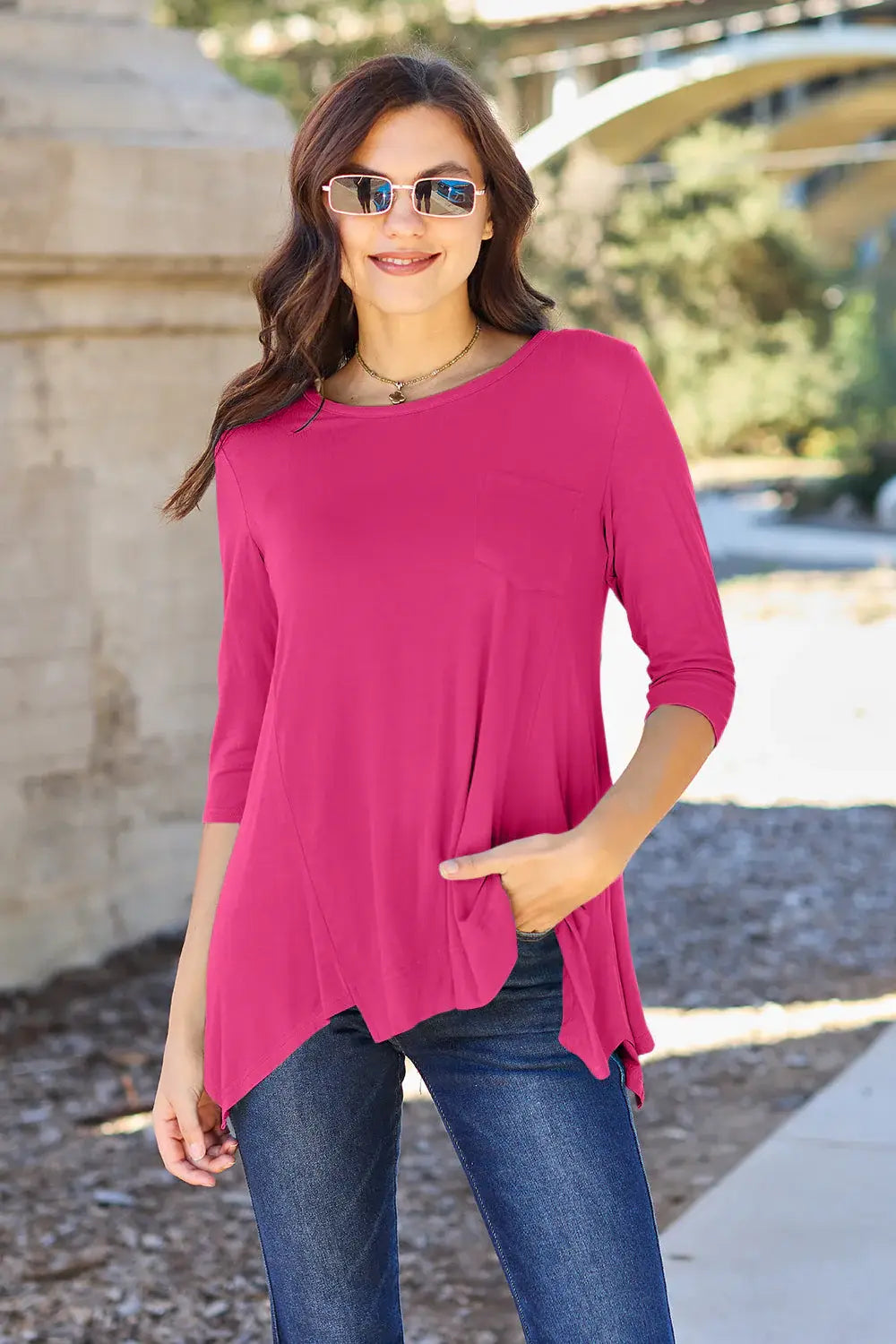 Basic Bae Full Size Round Neck Pocketed T-Shirt - ShopBasicbae - Flyclothing LLC