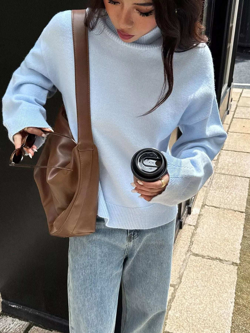 Turtleneck Long Sleeve Sweater - Trendsi - Flyclothing LLC