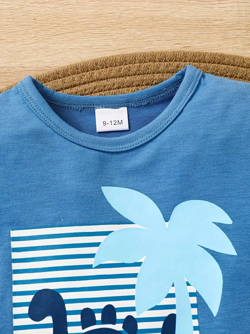 Children's Dinosaur Print Tee & Striped Shorts Set - Trendsi - Flyclothing LLC