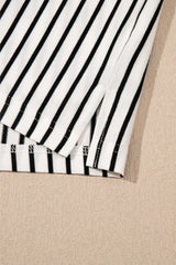 Stripe V Neck Tee and Casual Shorts Set - Trendsi - Flyclothing LLC