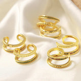 Gold-Plated Czech Diamond Double-Layered Ring - Trendsi - Flyclothing LLC