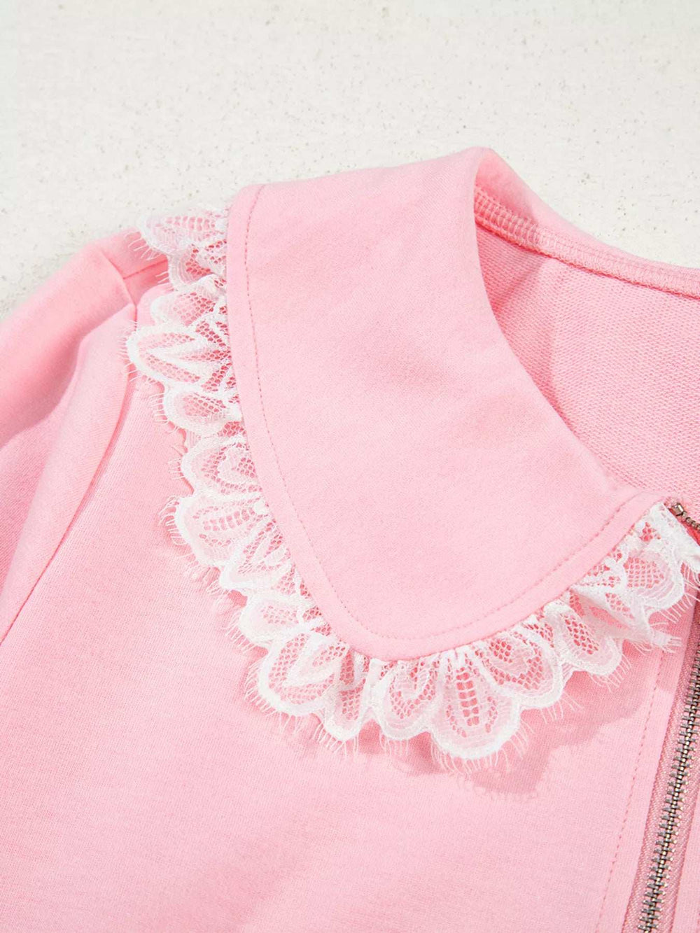 Peter Pan Lace Embellished Neck Sweatshirt and Skirt Two Piece Set - Trendsi - Flyclothing LLC