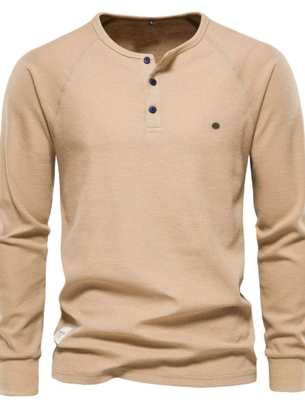 Men's Waffle-Knit Long Sleeve T-Shirt - Trendsi - Flyclothing LLC