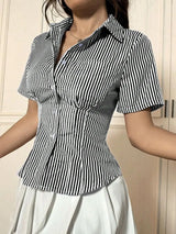 Button Down Short Sleeve Shirt - Trendsi - Flyclothing LLC