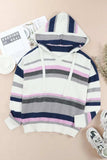 Plus Size Striped Long Sleeve Hooded Sweater - Trendsi - Flyclothing LLC