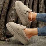 Fuzzy Trim Buckle Platform Slippers - Trendsi - Flyclothing LLC