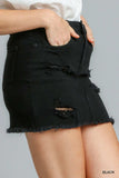Umgee Distressed Raw Hem High Waist Denim Skirt - Trendsi - Flyclothing LLC