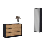 Two Piece Black And Brown Bedroom Set With Mirror - Homeroots - Flyclothing LLC