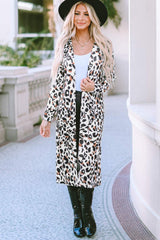 Leopard Open Front Long Sleeve Cover Up - Trendsi - Flyclothing LLC
