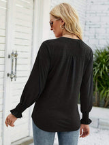Full Size Notched Long Sleeve T-Shirt - Trendsi - Flyclothing LLC