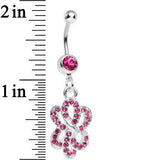Pink Gem Sparkling Sailor Knot Dangle Belly Ring