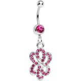 Pink Gem Sparkling Sailor Knot Dangle Belly Ring