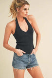 Aemi + Co Ribbed Halter Neck Cami - Trendsi