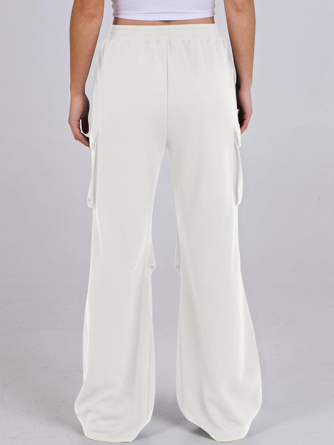 Elastic Waist Wide Leg Pants with Pockets - Trendsi
