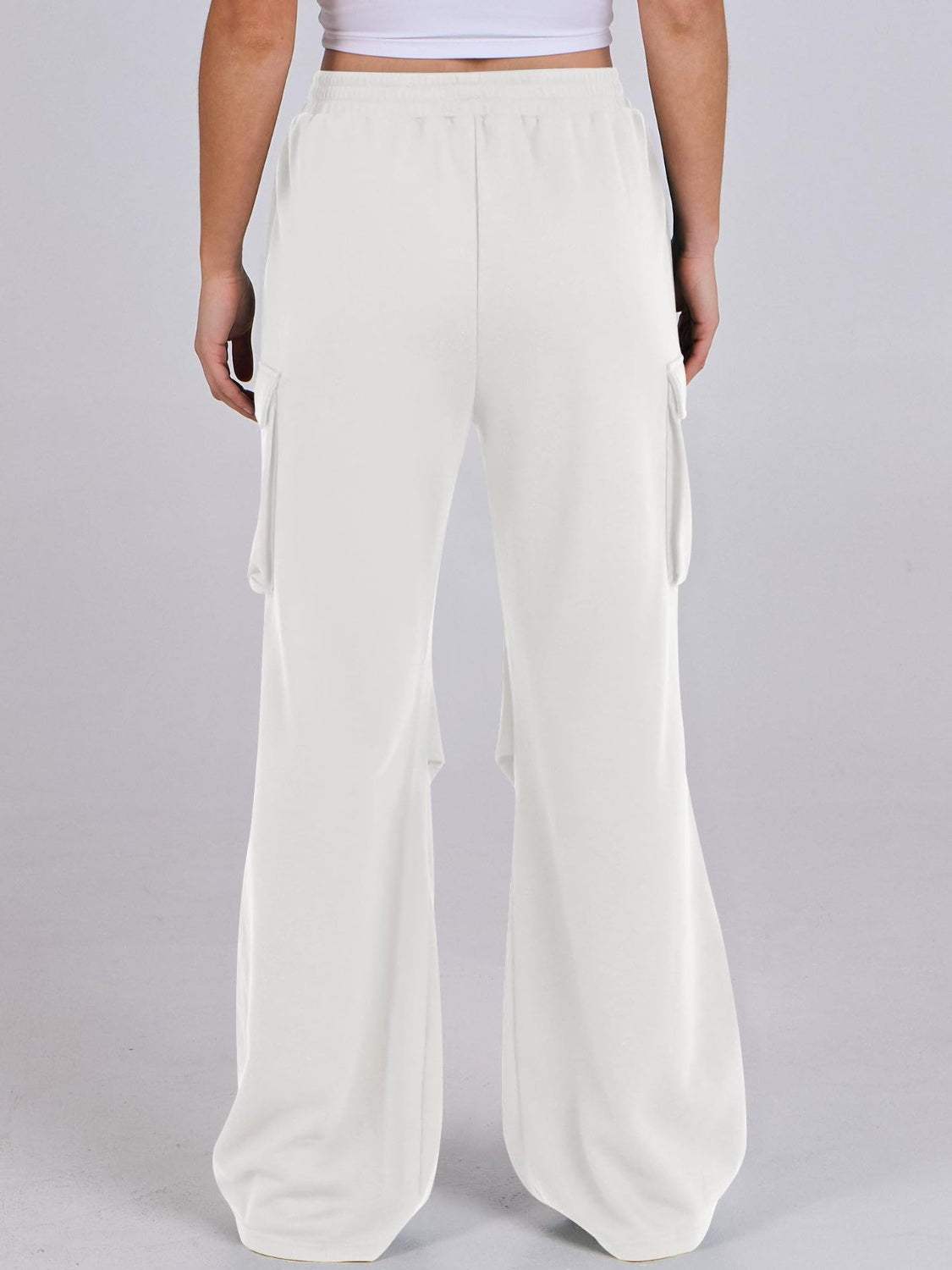 Elastic Waist Wide Leg Pants with Pockets - Trendsi - Flyclothing LLC