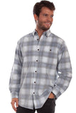 Scully Leather Farthest Point Blue-Gray Corduroy Plaid Shirt - Scully Leather