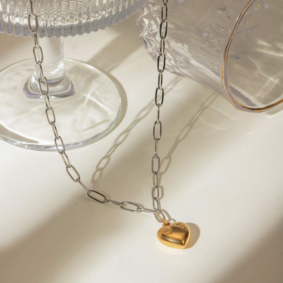 Stainless Steel Heart Pendant Necklace - Trendsi - Flyclothing LLC