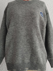 Embroidered Round Neck Dropped Shoulder Sweater - Trendsi