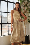 ADORA Drawstring Sleeveless Washed Dress - Trendsi