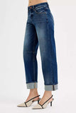 RISEN Slouchy Crop Barrel Cuffed Jeans - Trendsi - Flyclothing LLC