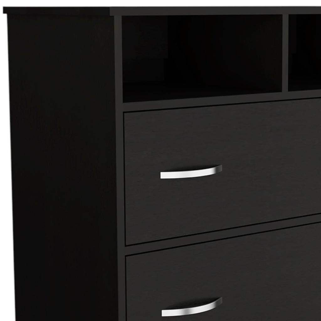 32" Black Wood Two Drawer Dresser - HomeRoots - Flyclothing LLC