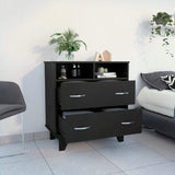 32" Black Wood Two Drawer Dresser - HomeRoots - Flyclothing LLC