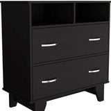 32" Black Wood Two Drawer Dresser - HomeRoots - Flyclothing LLC