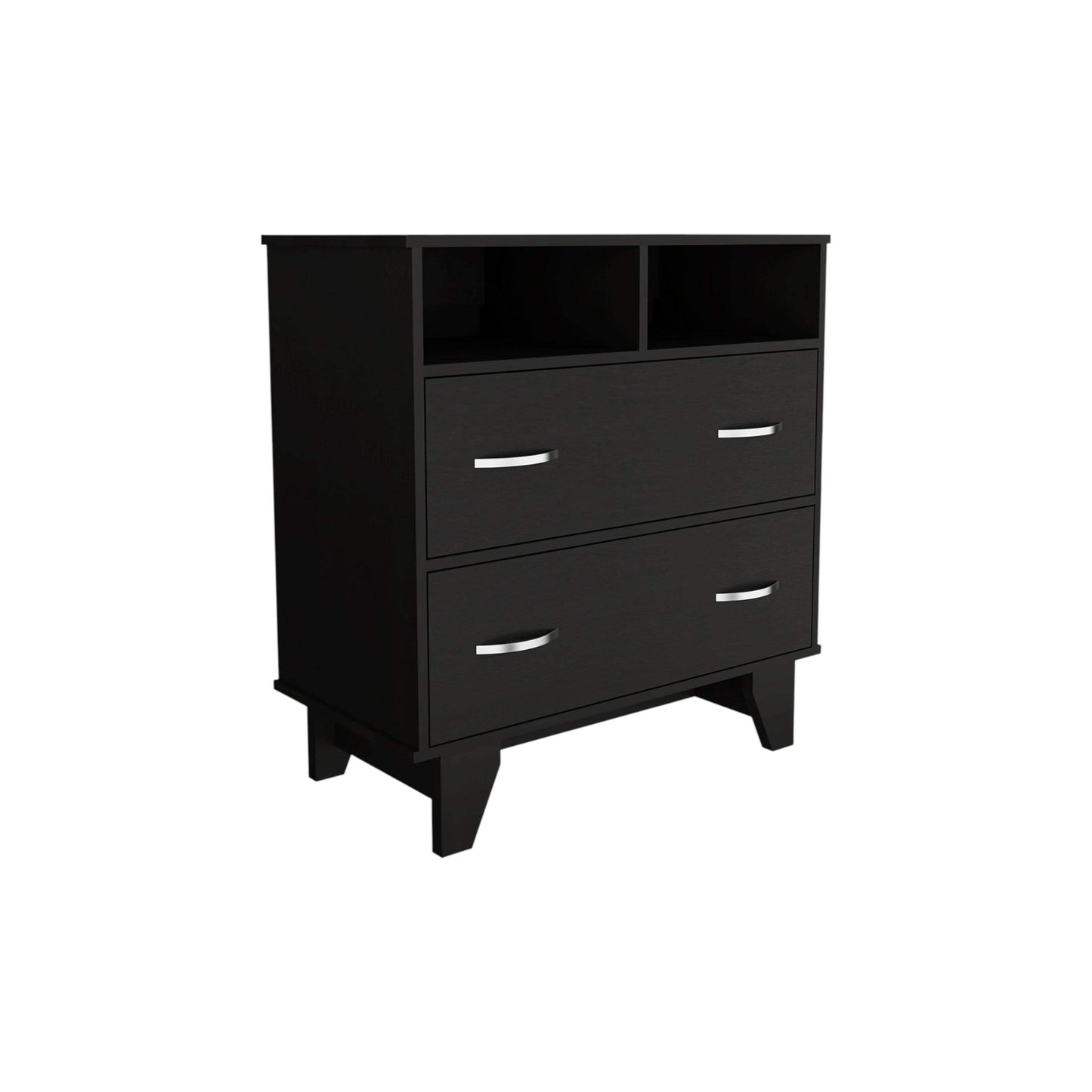 32" Black Wood Two Drawer Dresser - HomeRoots - Flyclothing LLC