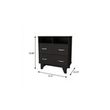 32" Black Wood Two Drawer Dresser - HomeRoots - Flyclothing LLC