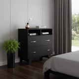 32" Black Wood Two Drawer Dresser - HomeRoots - Flyclothing LLC