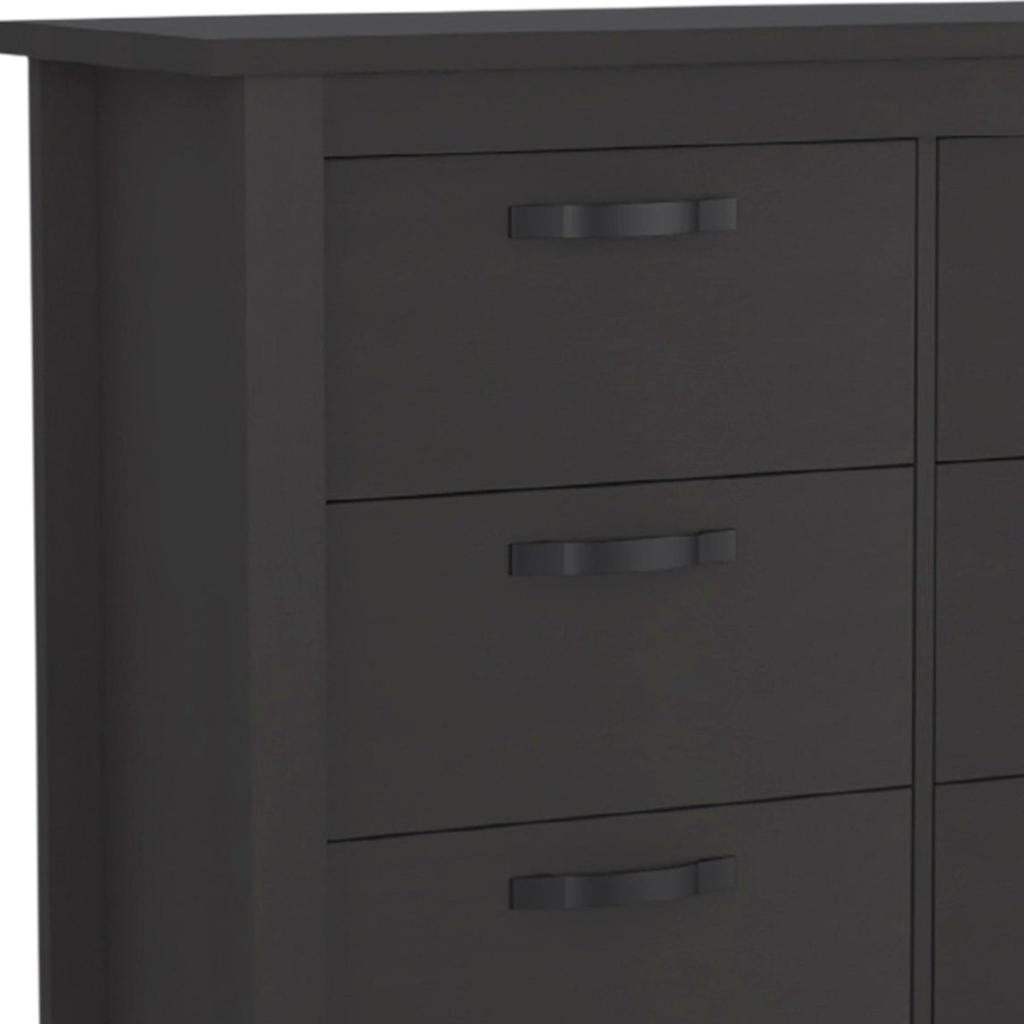 36" Black Wood Six Drawer Double Dresser - HomeRoots - Flyclothing LLC