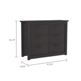 36" Black Wood Six Drawer Double Dresser - HomeRoots - Flyclothing LLC
