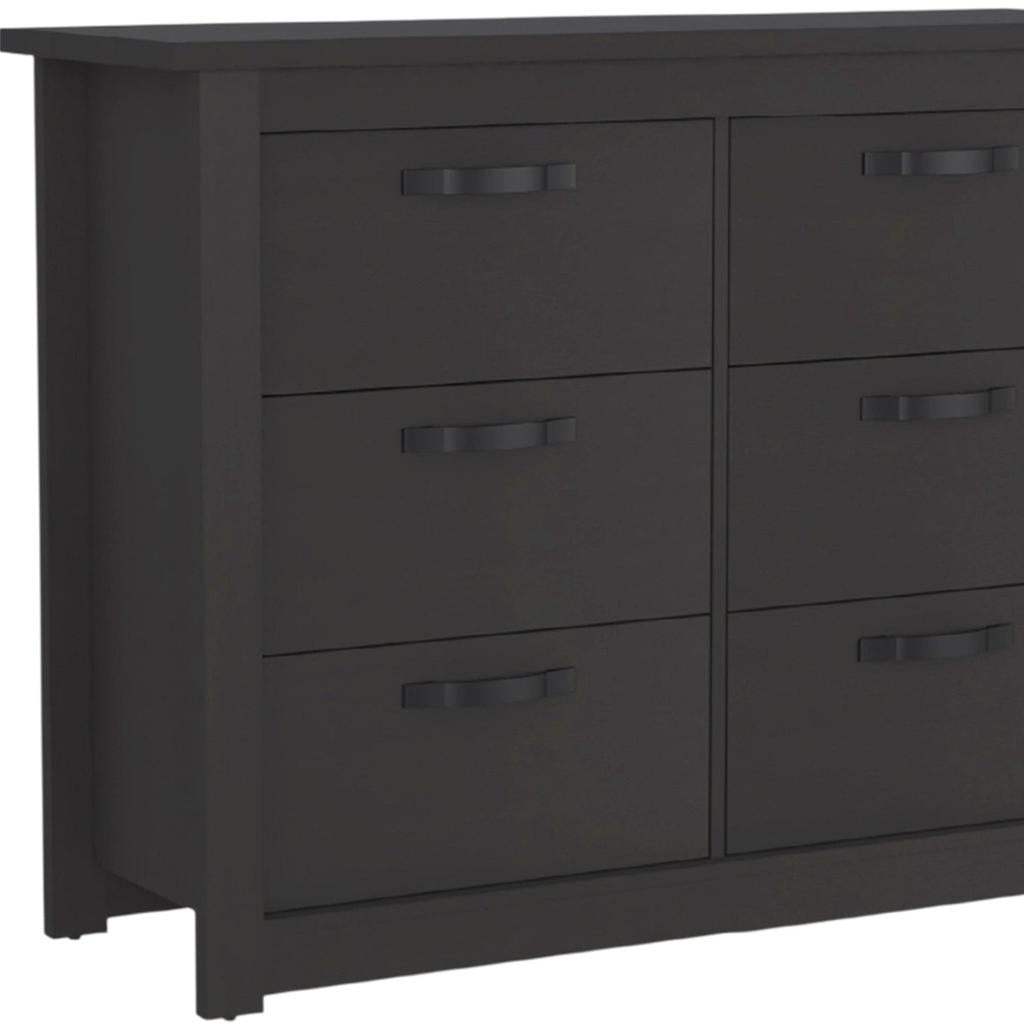 36" Black Wood Six Drawer Double Dresser - HomeRoots - Flyclothing LLC