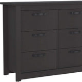36" Black Wood Six Drawer Double Dresser - HomeRoots - Flyclothing LLC