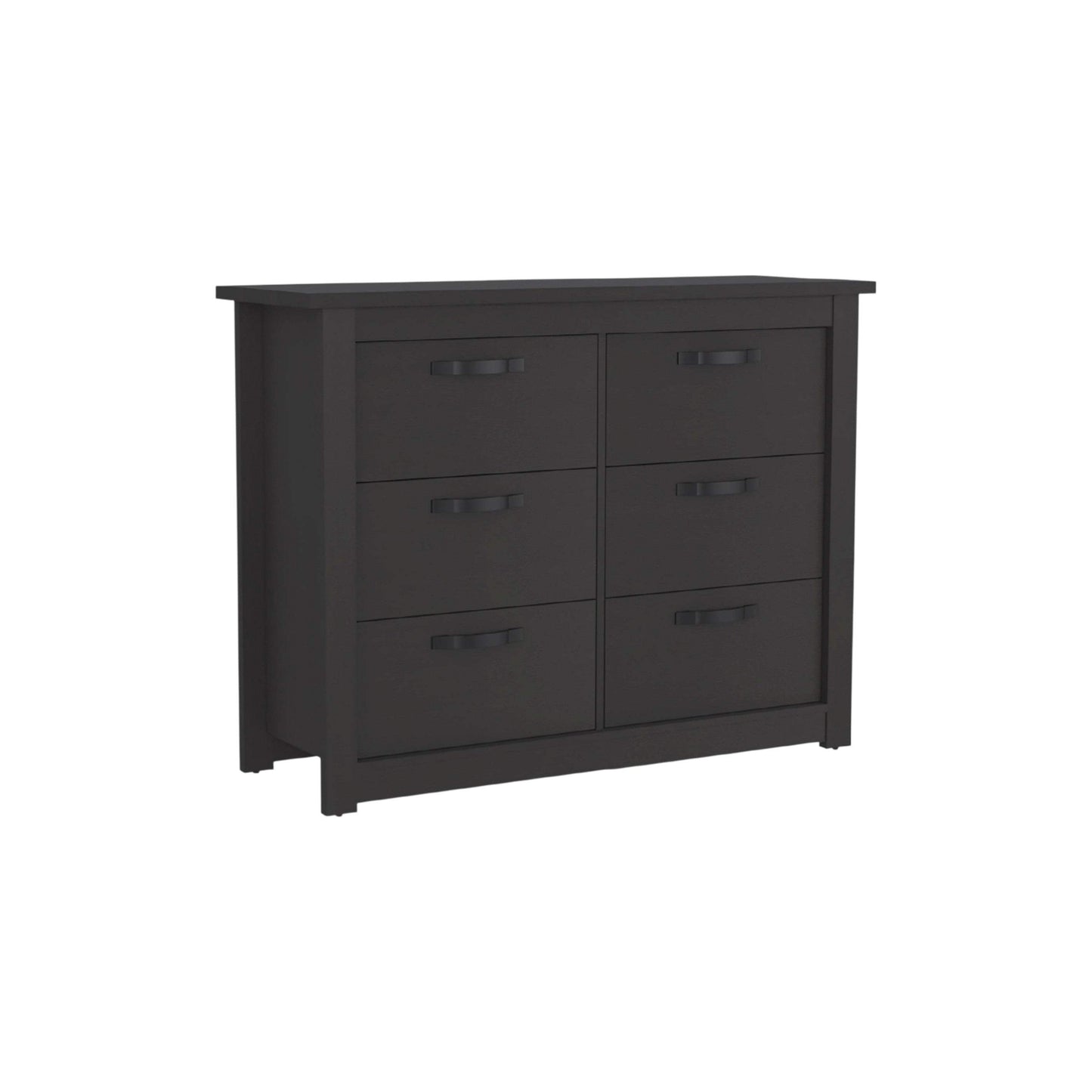 36" Black Wood Six Drawer Double Dresser - HomeRoots - Flyclothing LLC