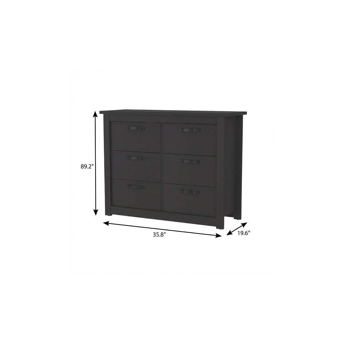 36" Black Wood Six Drawer Double Dresser - HomeRoots - Flyclothing LLC