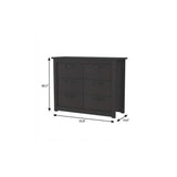 36" Black Wood Six Drawer Double Dresser - HomeRoots - Flyclothing LLC