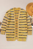 Striped Open Front Long Sleeve Cardigan - Trendsi - Flyclothing LLC