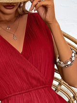 Textured Surplice Sleeveless Romper - Trendsi - Flyclothing LLC