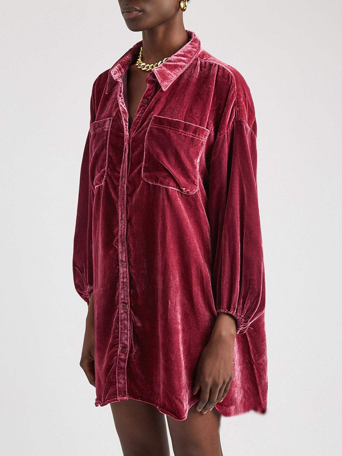 Collared Neck Button Down Long Sleeve Shirt - Trendsi - Flyclothing LLC