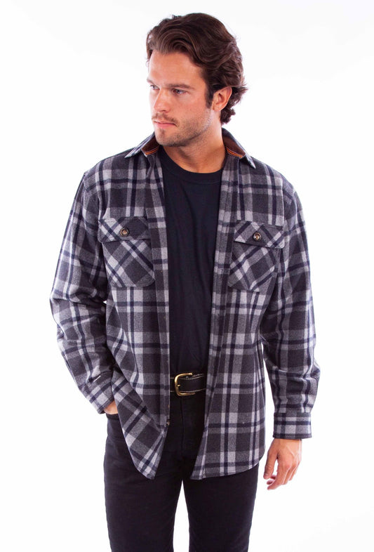Scully Leather Charcoal Heavy Weight Wool Blend Flannel - Scully Leather