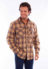 Scully Leather Tan Heavy Weight Wool Blend Flannel