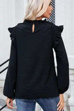 Frill Mock Neck Ruffled Balloon Sleeve Blouse - Trendsi - Flyclothing LLC