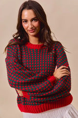SO ME Textured Two Tone Sweater - Trendsi - Flyclothing LLC