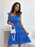 Polka Dot Square Neck Mini Cami Dress - Trendsi - Flyclothing LLC